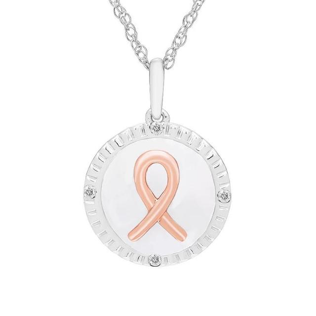 Boston Bay Diamonds Two-Tone 14k Rose Gold Over Silver Diamond Accent Breast Cancer Awareness Pendant Necklace, Womens Two Tone Product Image