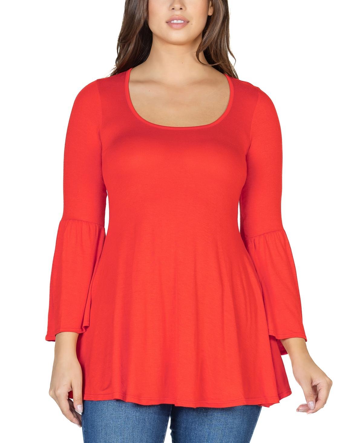 24seven Comfort Apparel Womens Bell Sleeve Flared Tunic Top Product Image