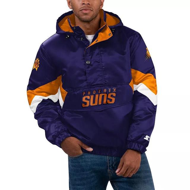 Mens Starter Purple Phoenix Suns Force Play Satin Hoodie Half-Zip Jacket Product Image