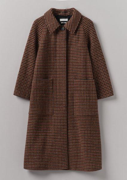 Frankie Wool Houndstooth Raglan Coat | Burnt Orange Product Image