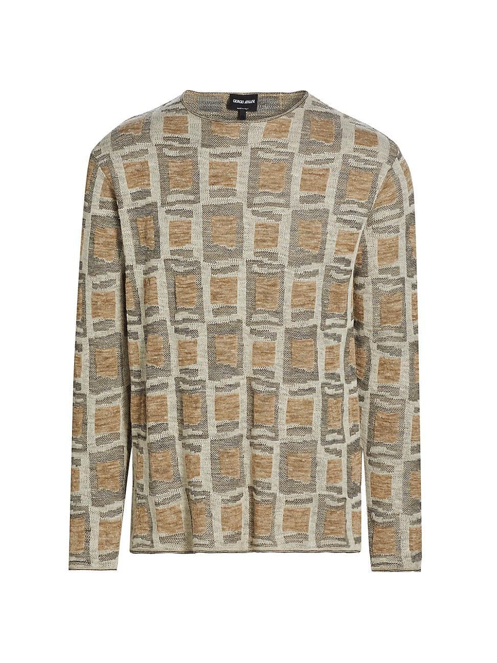 Mens Geometric Jacquard Linen-Blend Sweater Product Image