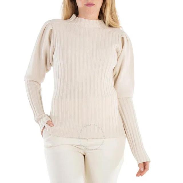 CHLOÉ Chloe Ladies White Powder Mock Neck Ribbed Sweater Product Image