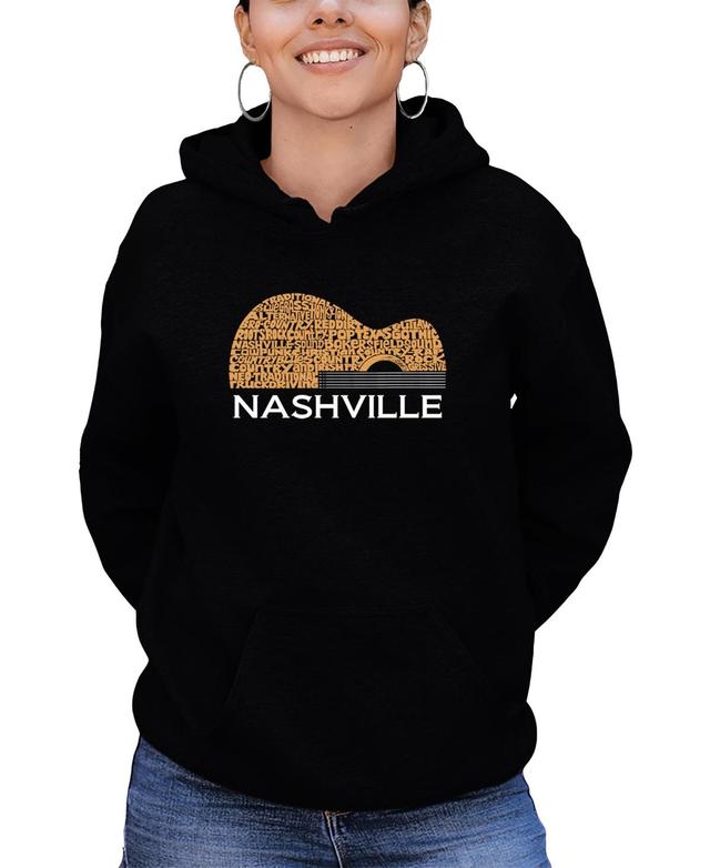 La Pop Art Womens Nashville Guitar Word Art Hooded Sweatshirt Product Image