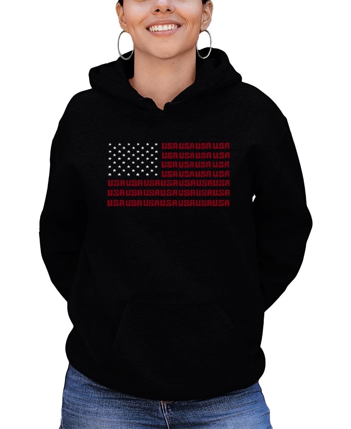 Womens Hooded Word Art Usa Flag Sweatshirt Top Product Image