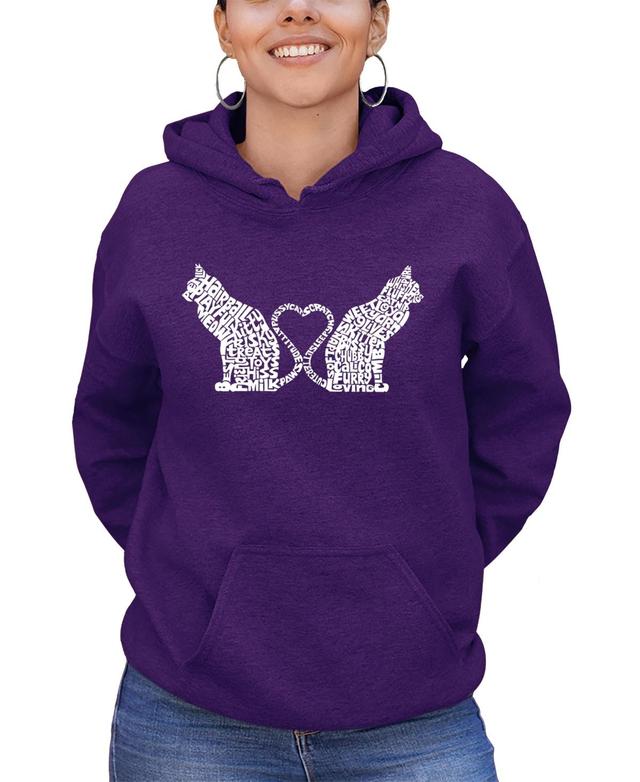 La Pop Art Womens Word Art Cat Tail Heart Hooded Sweatshirt Product Image