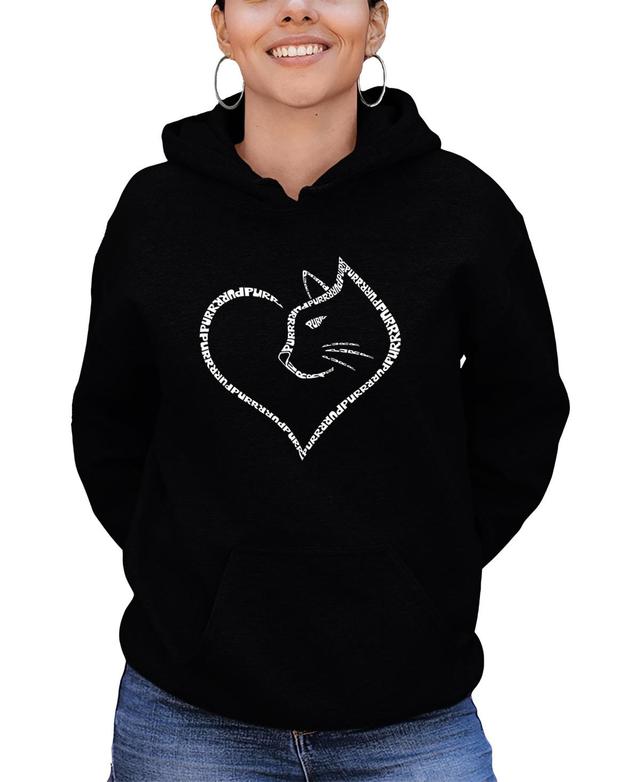 La Pop Art Womens Cat Heart Word Art Hooded Sweatshirt Product Image