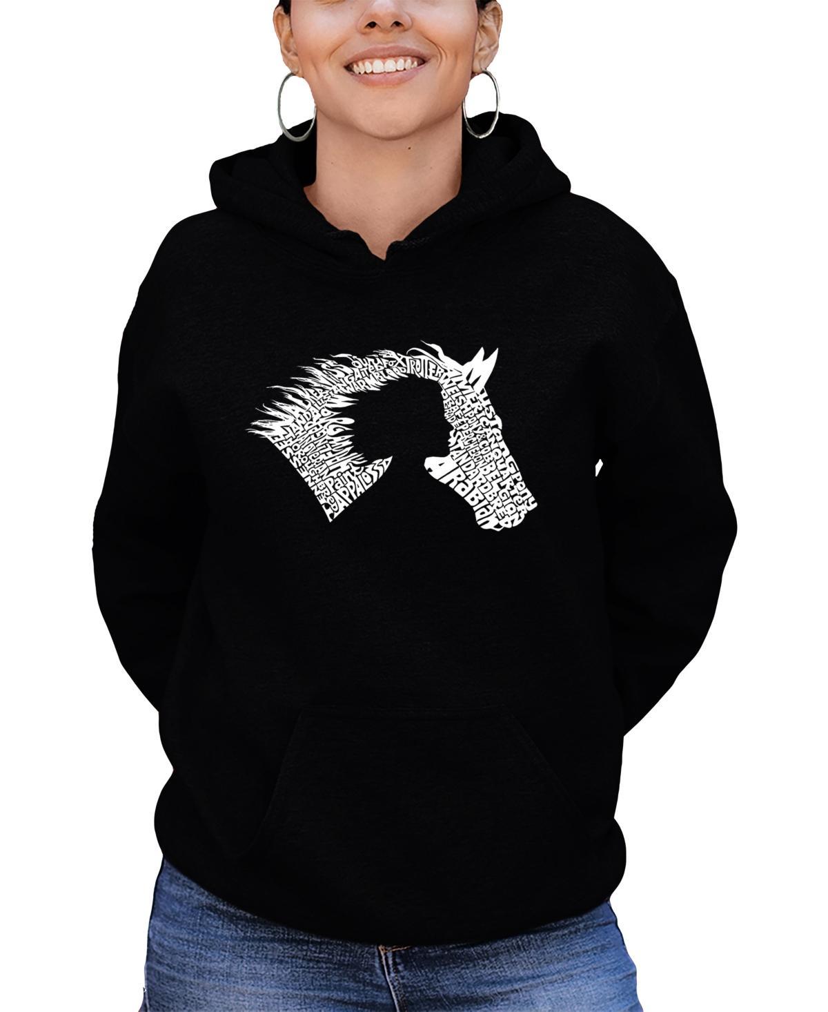 La Pop Art Womens Word Art Girl Horse Hooded Sweatshirt Product Image