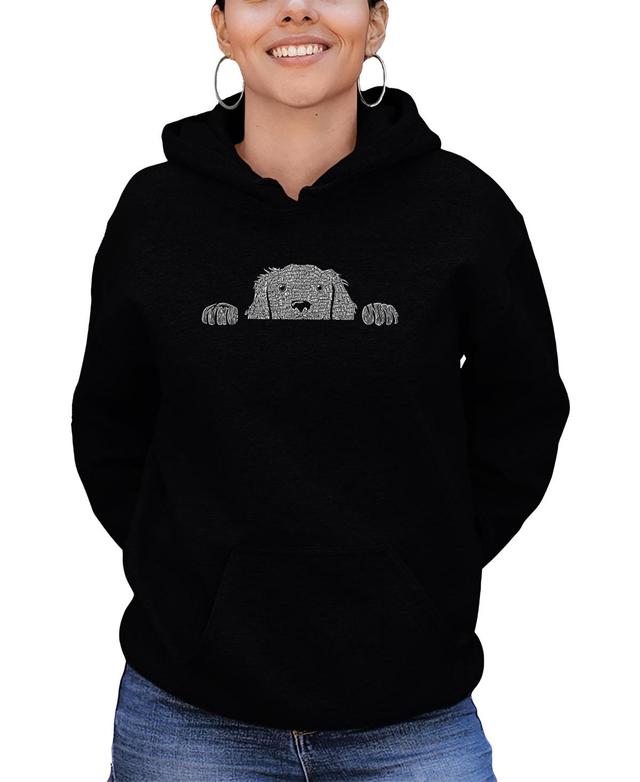 La Pop Art Womens Peeking Dog Word Art Hooded Sweatshirt Product Image