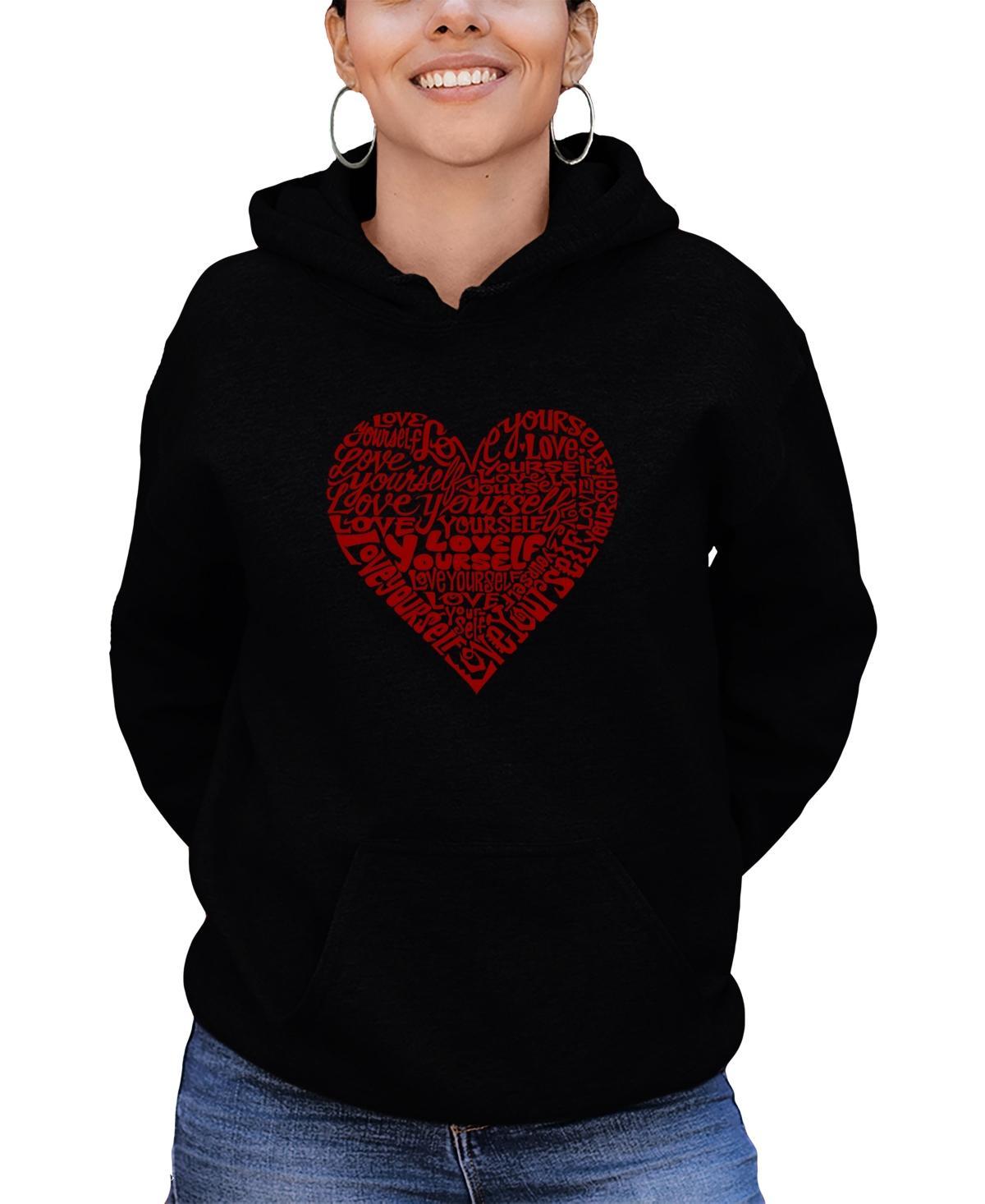 La Pop Art Womens Love Yourself Word Art Hooded Sweatshirt Product Image