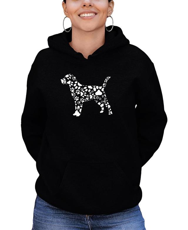 La Pop Art Womens Dog Paw Prints Word Art Hooded Sweatshirt Product Image