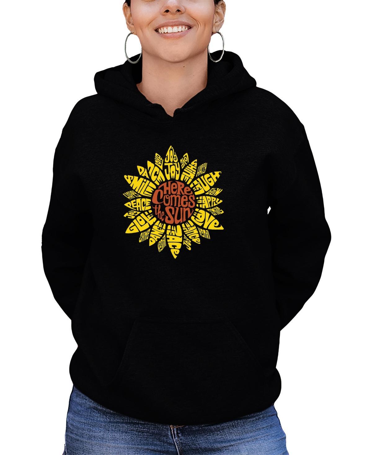 La Pop Art Womens Sunflower Word Art Hooded Sweatshirt Product Image