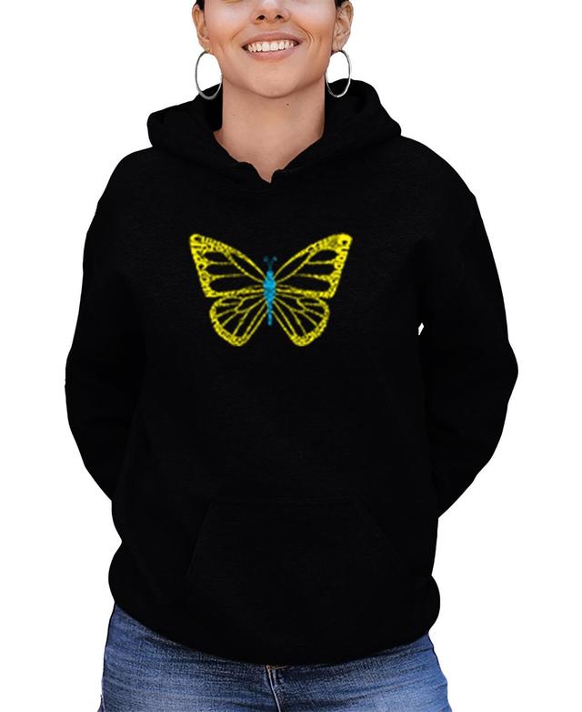 La Pop Art Womens Butterfly Word Art Hooded Sweatshirt Product Image