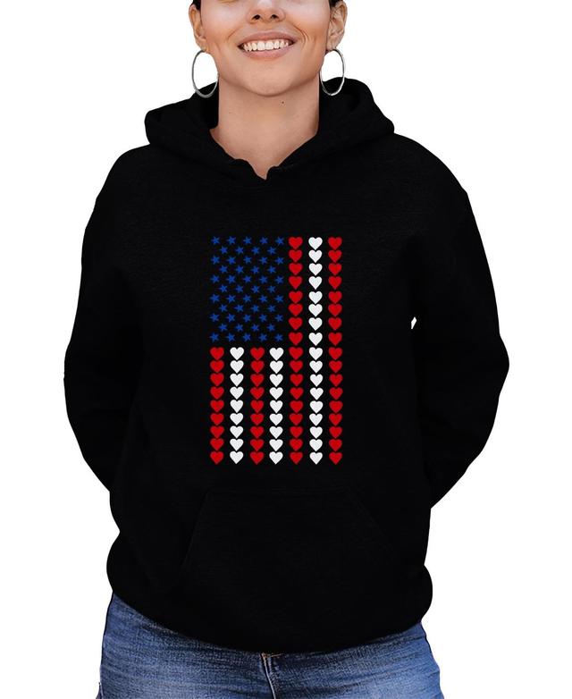 La Pop Art Womens Word Art Heart Flag Hooded Sweatshirt Product Image