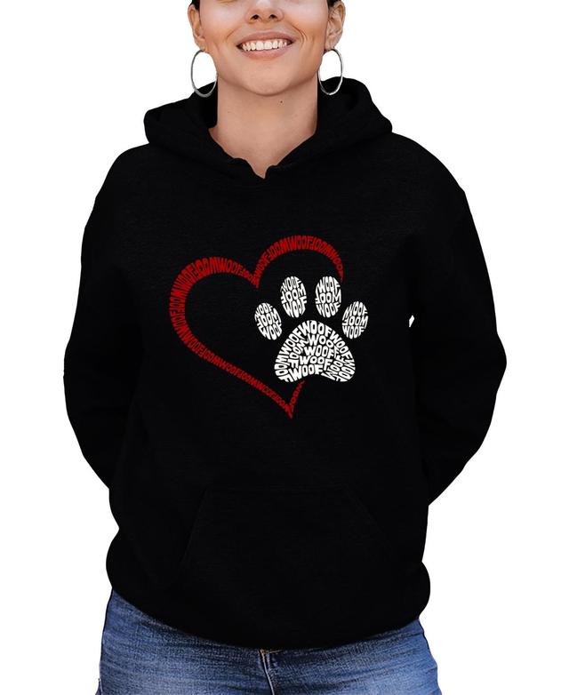 La Pop Art Womens Word Art Paw Heart Hooded Sweatshirt Product Image