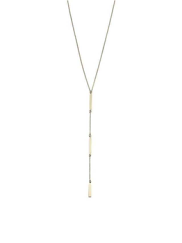 Womens 14K Yellow Solid Gold Brooklyn Bar Station Drop Necklace Product Image