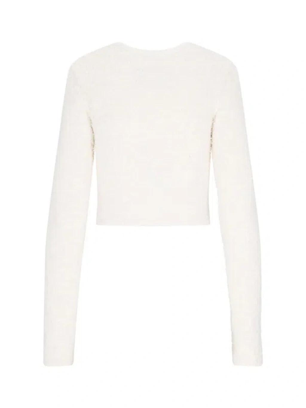 BALENCIAGA Tweed Cropped Cardigan In White Product Image