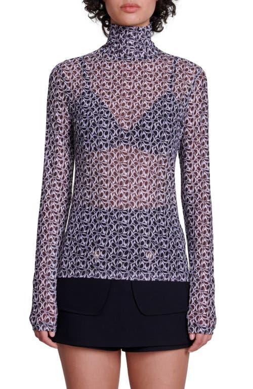 maje Thomaso Print Mesh Turtleneck Top Product Image