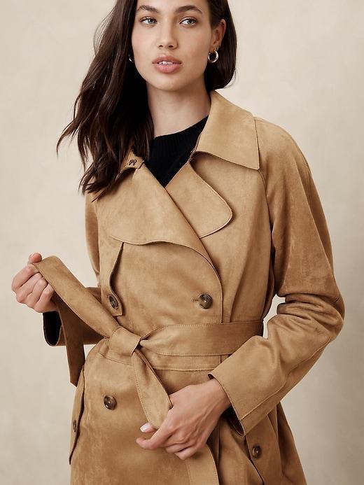 Vegan Suede Trench Coat Product Image