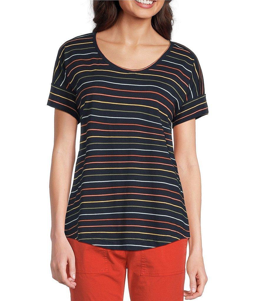 Aventura Cambria Jersey Knit Stripe Print Scoop Neck Short Sleeve Top Product Image