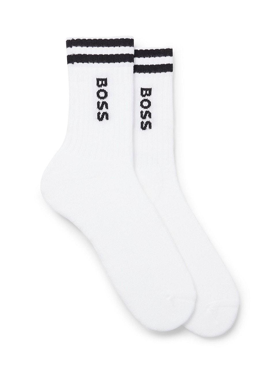 Mens Quarter-Length Socks with Stripes and Logo Product Image