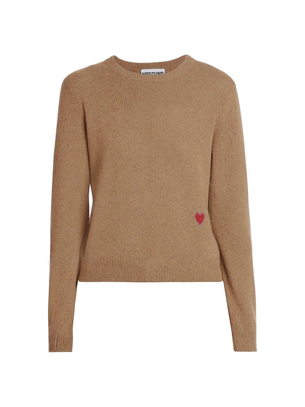 Womens Embroidered Heart Wool-Cashmere Sweater product image