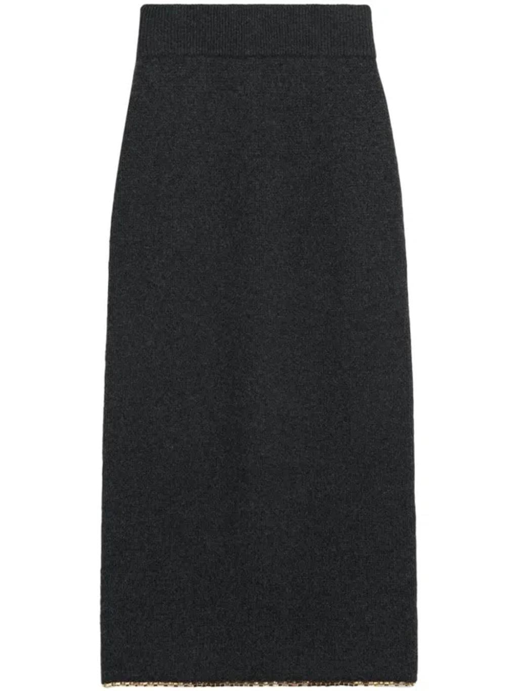 TOTÊME Chain-embellished Knitted Skirt In Grey product image