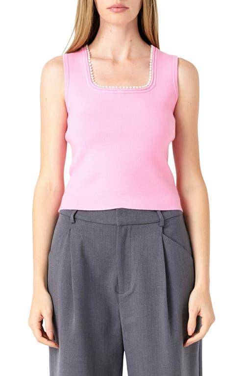 Womens Pearl Trim Knit Tank Top Product Image