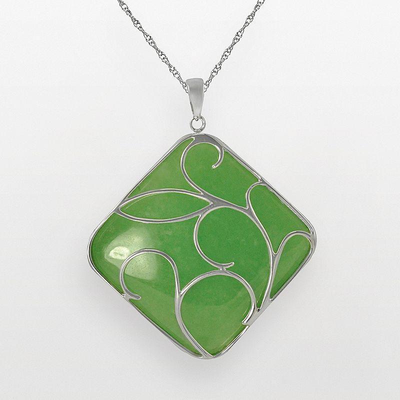 Sterling Silver Jade Pendant, Womens Green Product Image