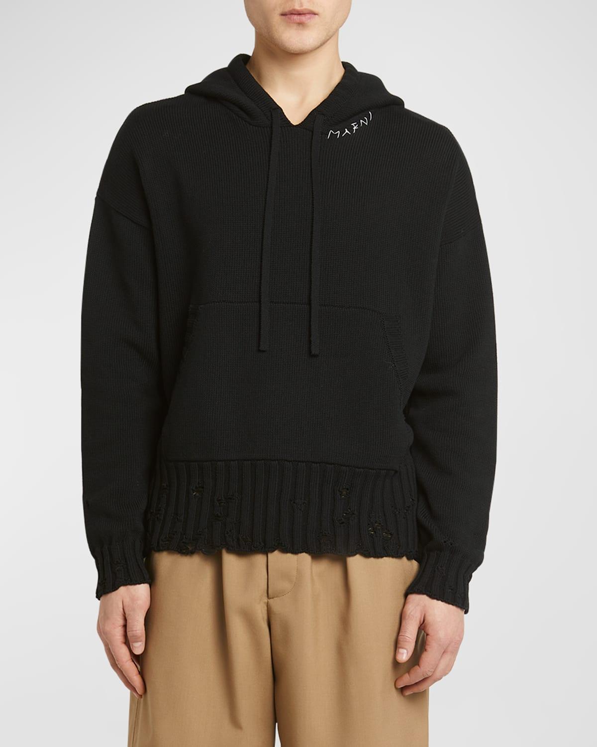 Men's Distressed Knit Logo Hoodie Product Image