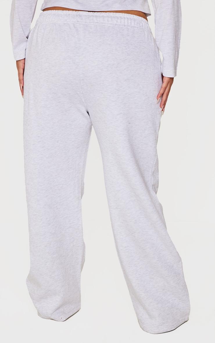 PRETTYLITTLETHING Plus Ash Grey Printed Wide Leg Sweatpants Product Image