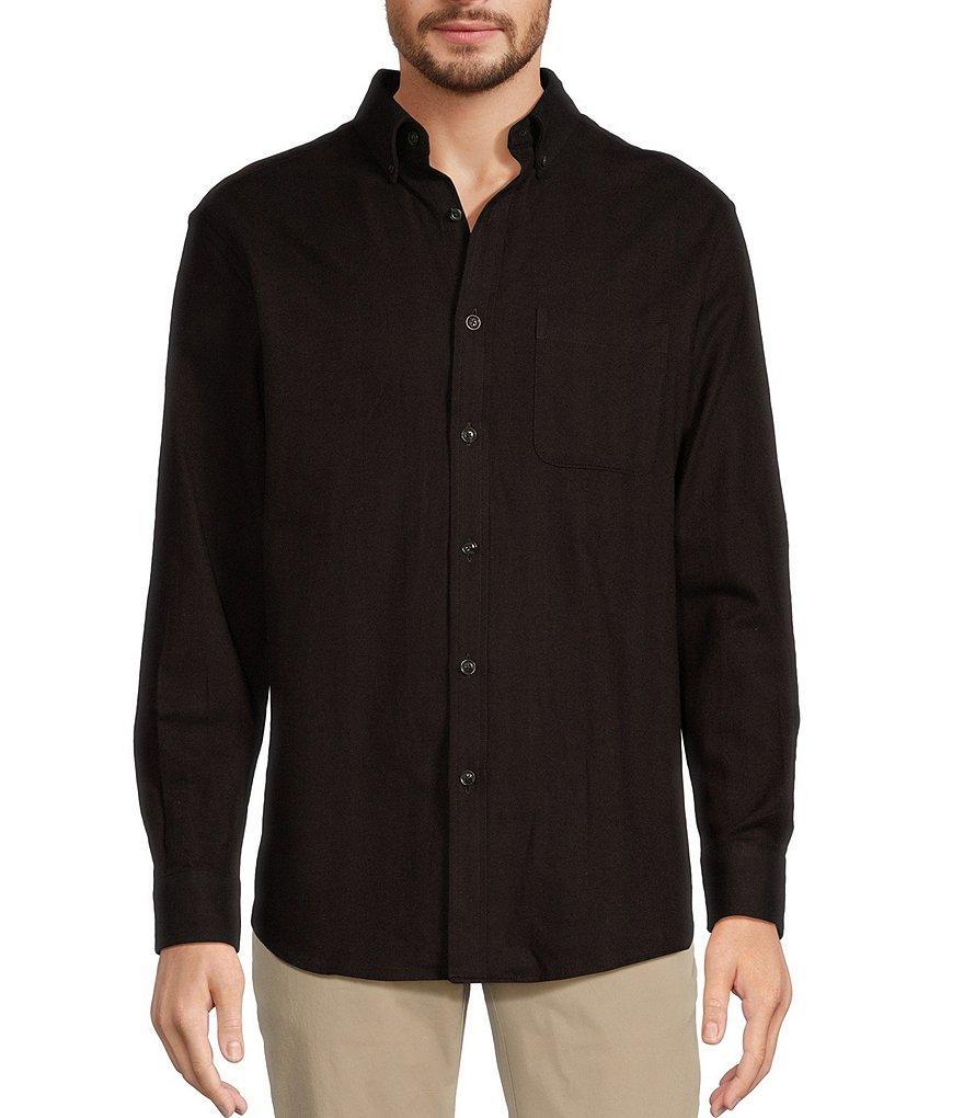 Roundtree & Yorke Long Sleeve Solid Portuguese Flannel Sport Shirt Product Image