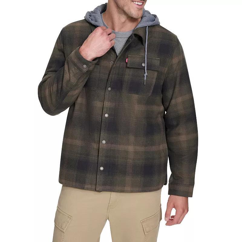 Big & Tall Levis Plaid Sherpa-Lined Hooded Shirt Jacket, Mens Product Image