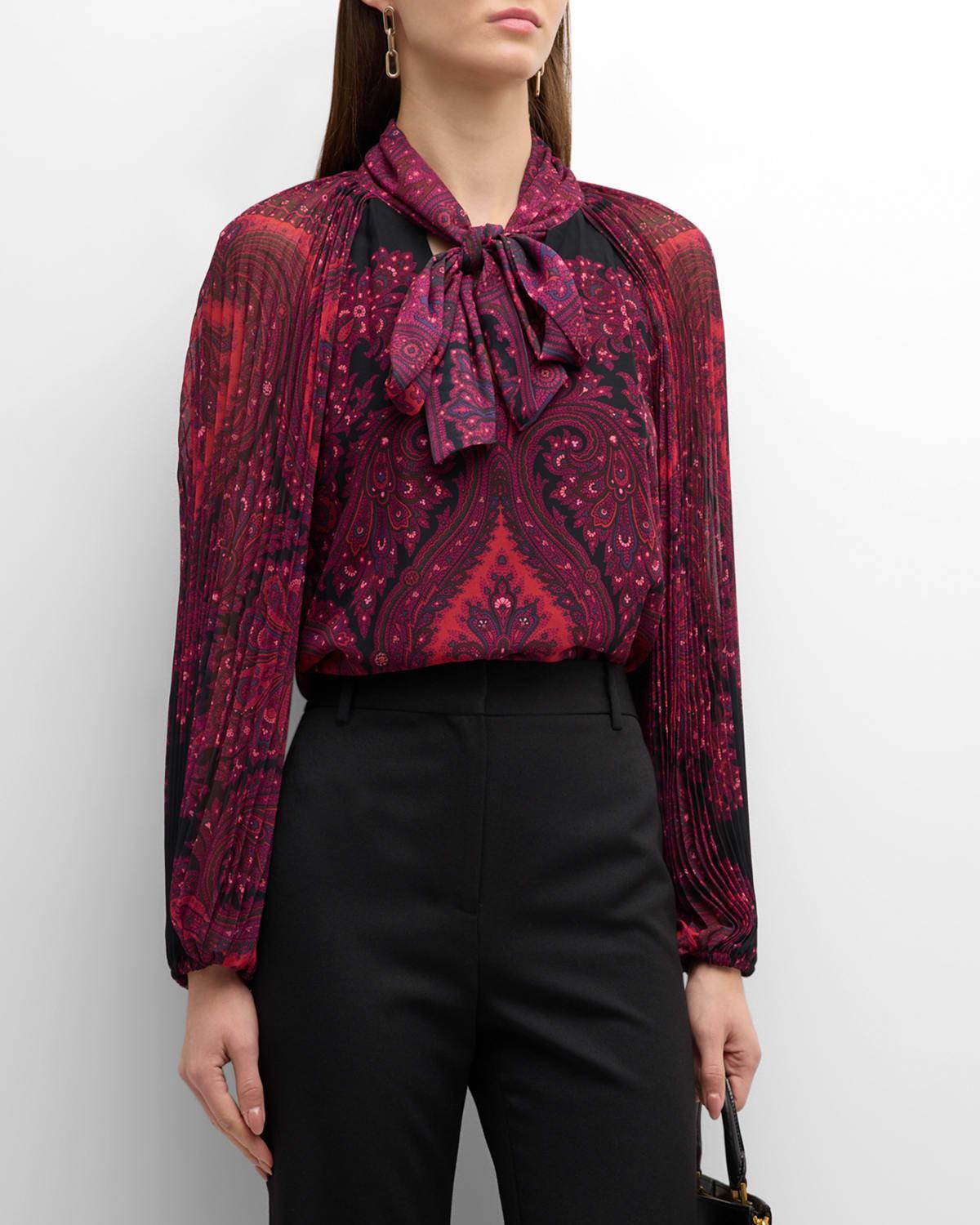 Kobi Halperin Renee Printed Tie Neck Blouse Product Image