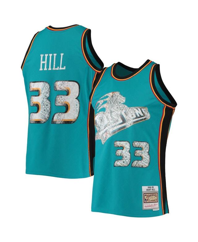 Mens Mitchell & Ness Grant Hill Teal Detroit Pistons 1996-97 Hardwood Classics NBA 75th Anniversary Diamond Swingman Jersey Product Image