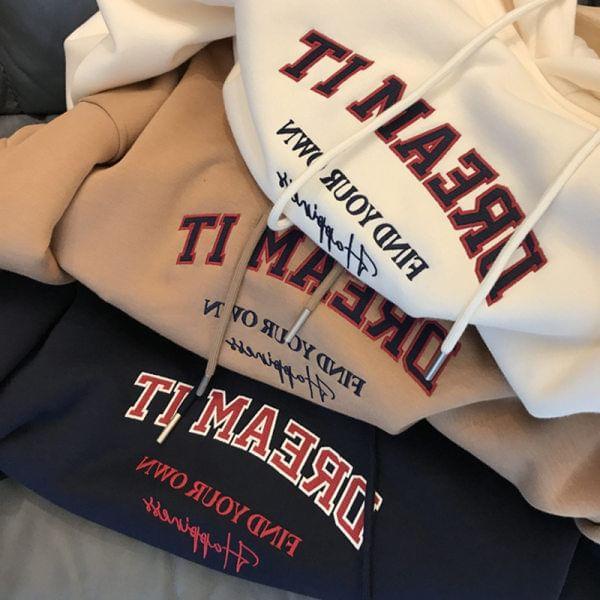 Lettering Loose Fit Hoodie Product Image