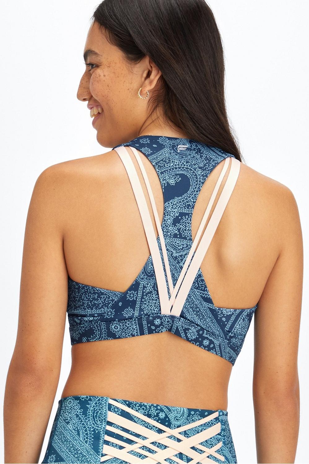 Fabletics Kessler Medium Impact Sports Bra Womens blue Size XXS Product Image