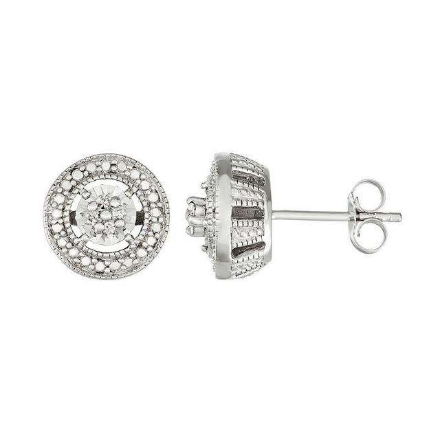 Sterling Silver 1/10 Carat T.W. Diamond Halo Stud Earrings, Womens, White Product Image