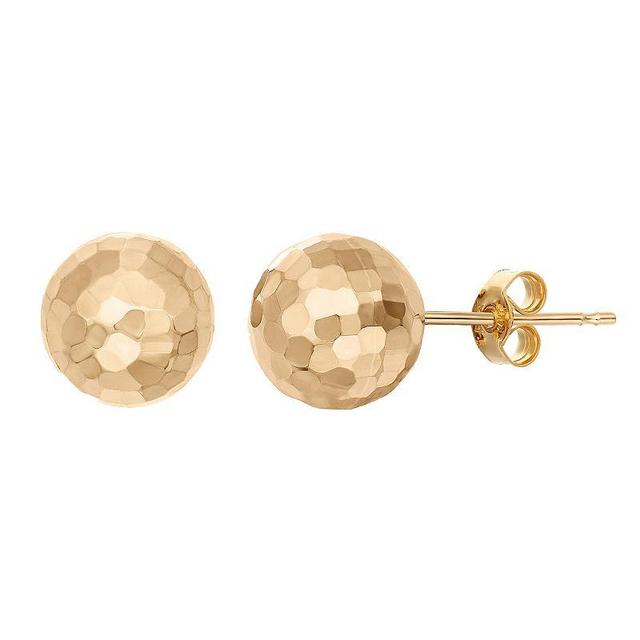 Jordan Blue 10k Gold Hammered Ball Stud Earrings, Womens Product Image