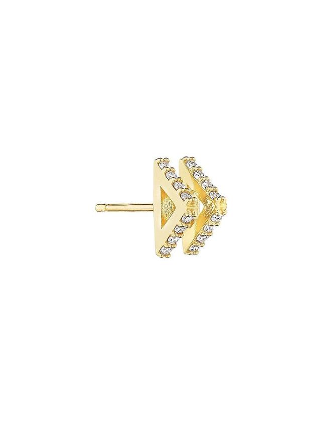 Womens TPLT 18K Yellow Gold & Diamond Double-Triangle Single Stud Earring Product Image