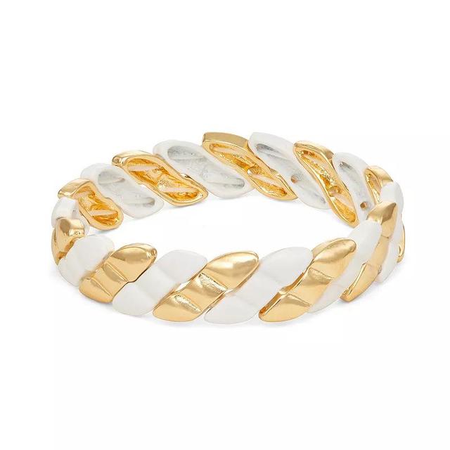 Sonoma Goods For Life Gold Tone Color Block Enamel Bracelet, Womens, White Product Image