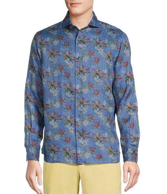 Cremieux Blue Label French Linen Collection Double-Sided Print Long Sleeve Woven Shirt Product Image