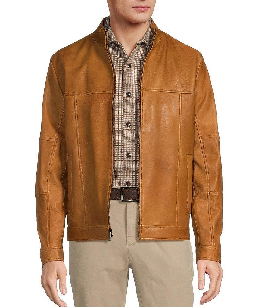 Roundtree & Yorke Burnished Hipster Leather Jacket Product Image