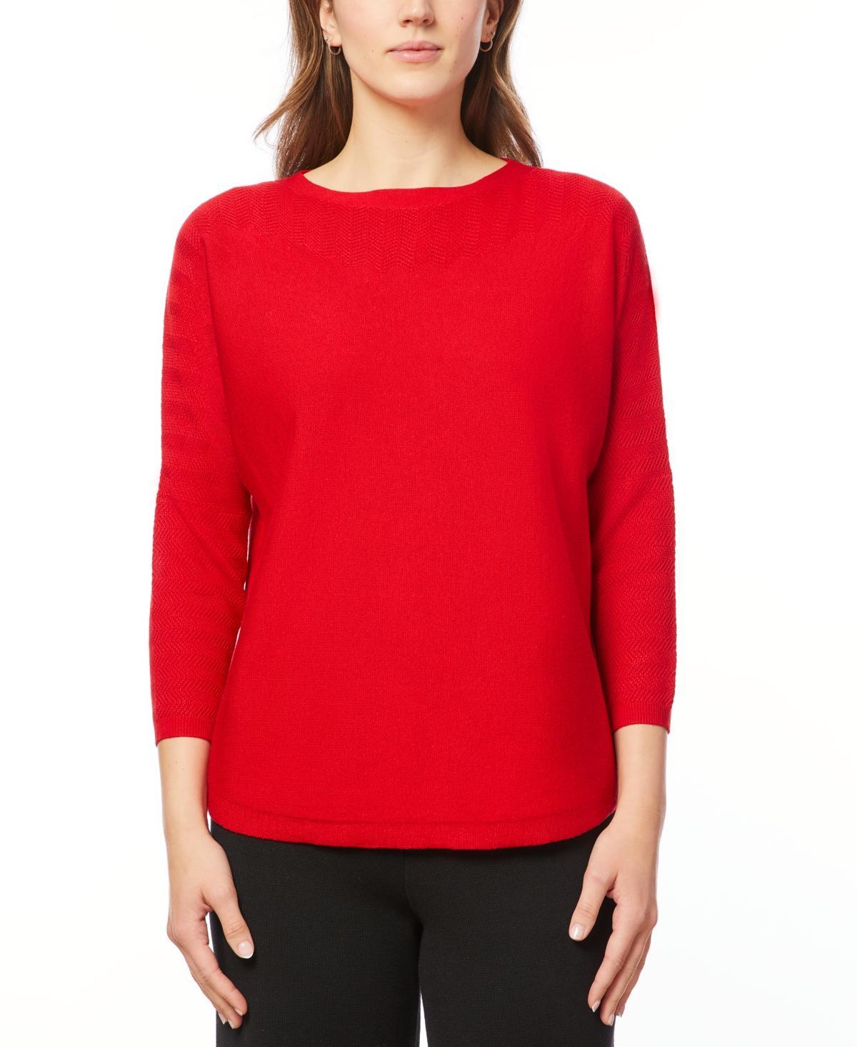 Melissa Paige Womens Boat-Neck Chevron-Stitch Dolman-Sleeve Sweater product image