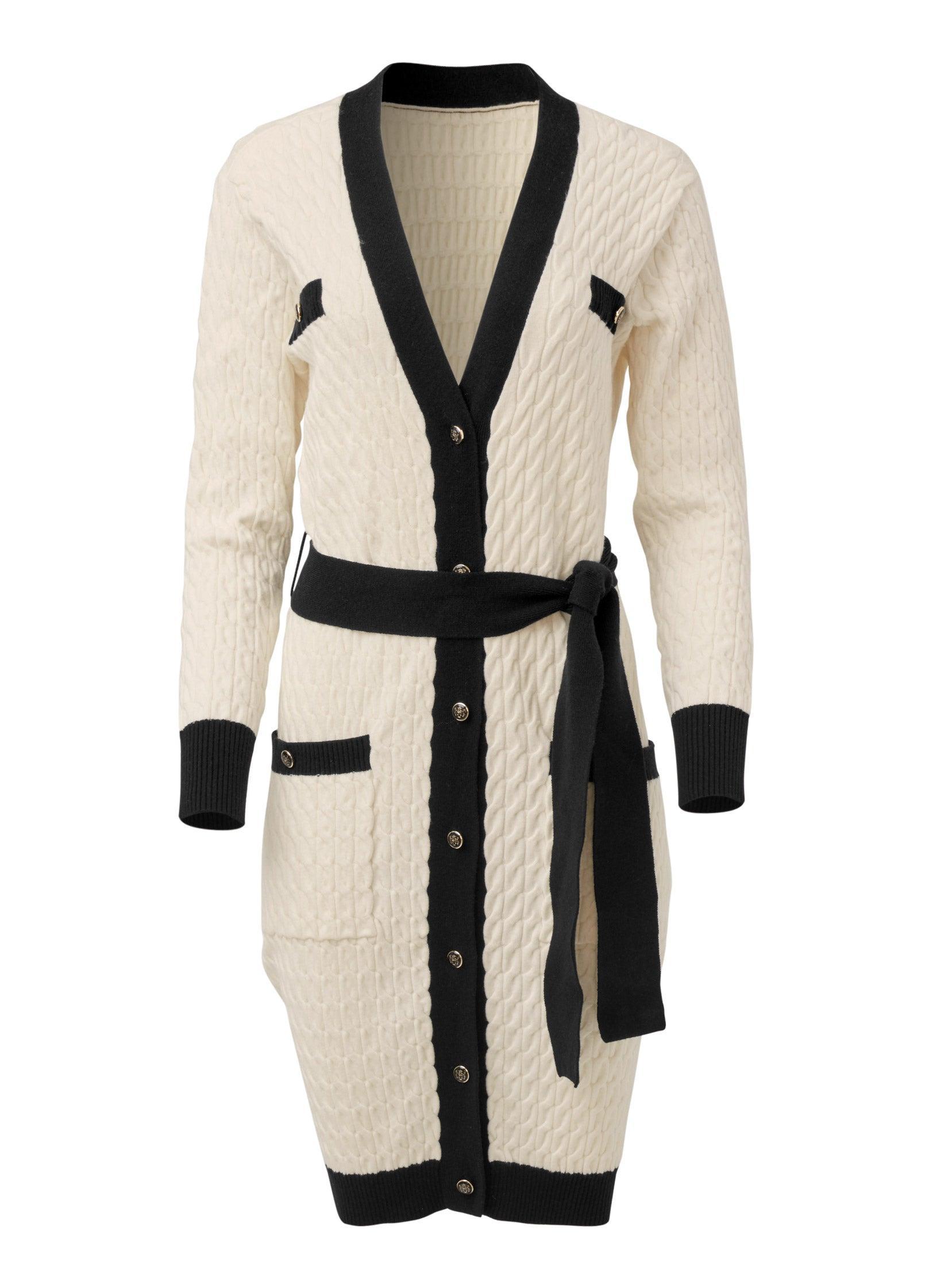 Contrast Trim Cardigan - Off White Product Image