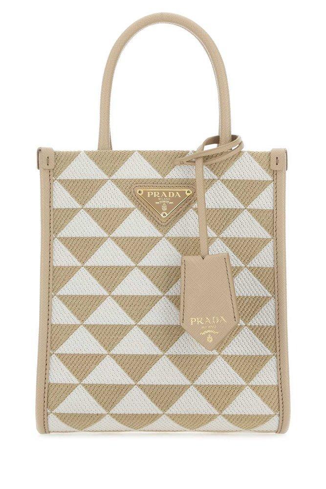 Logo Detailed Monogram Tote Bag In Beige Product Image