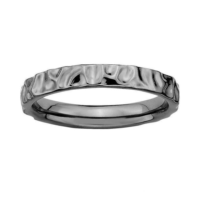 Simply Stacks Sterling Silver Stackable Dimpled Band Ring - Black Product Image