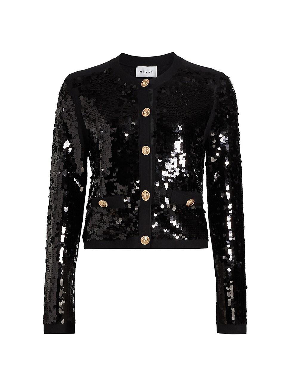 Womens Iman Sequined Button-Down Cardigan Product Image