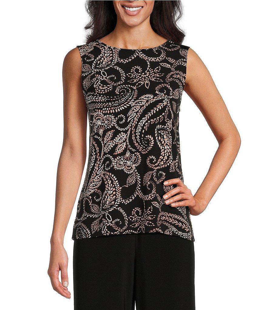 Investments Soft Separates Reversible Crew to Scoop Neck Sleeveless Dotted Paisley Tank Top Product Image