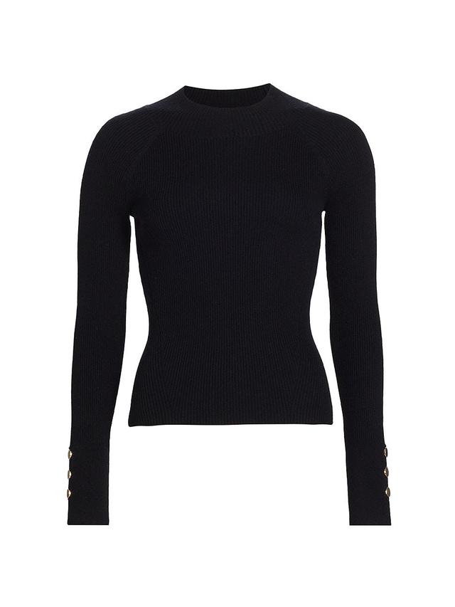 Womens Kassandra Rib-Knit Button-Cuff Sweater Product Image