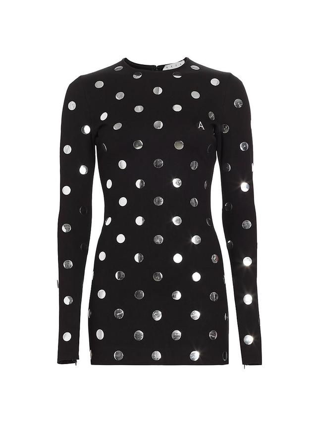 Womens Polka Dot Long-Sleeve Minidress Product Image